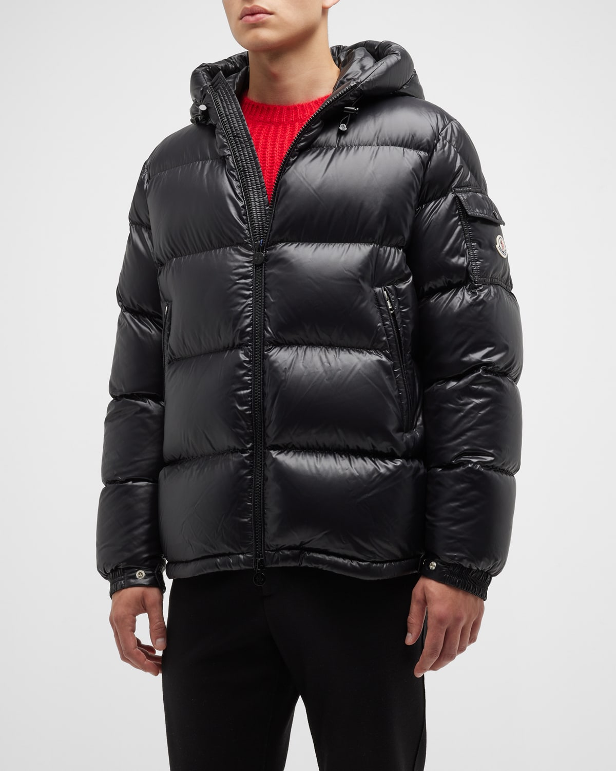 Moncler Men's Ecrins Shiny Down Puffer Jacket In Black