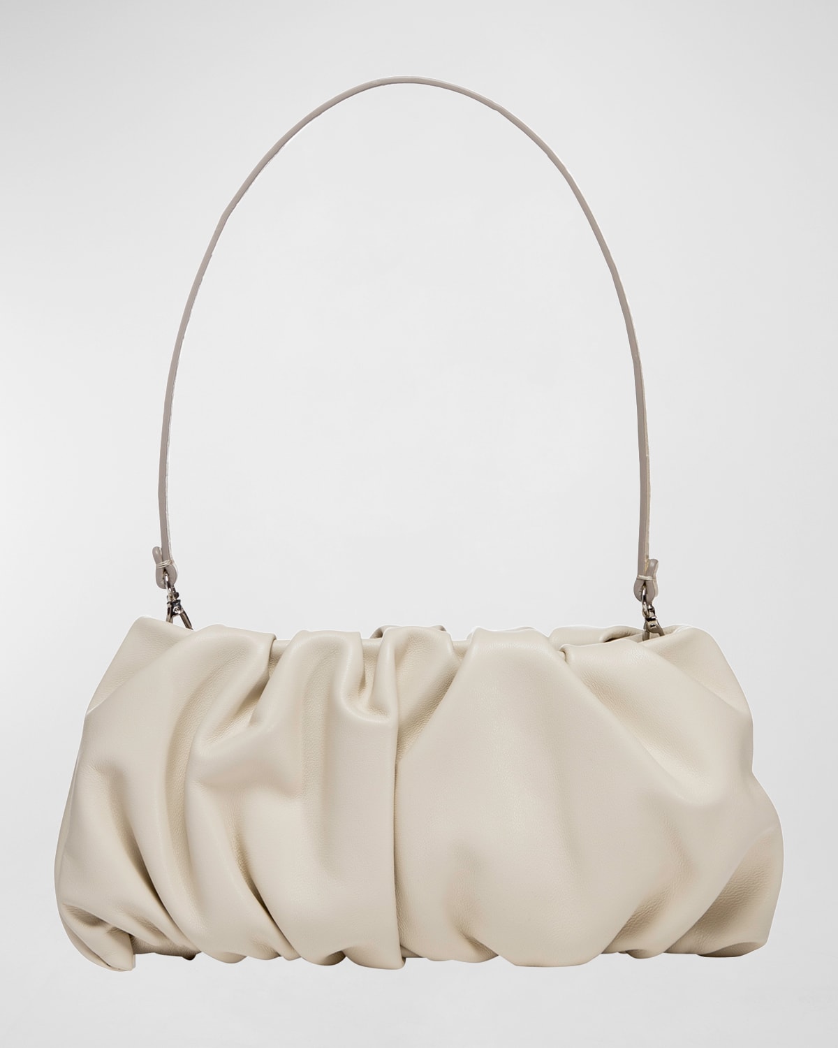 Staud Bean Convertible Leather Clutch Bag In Cream