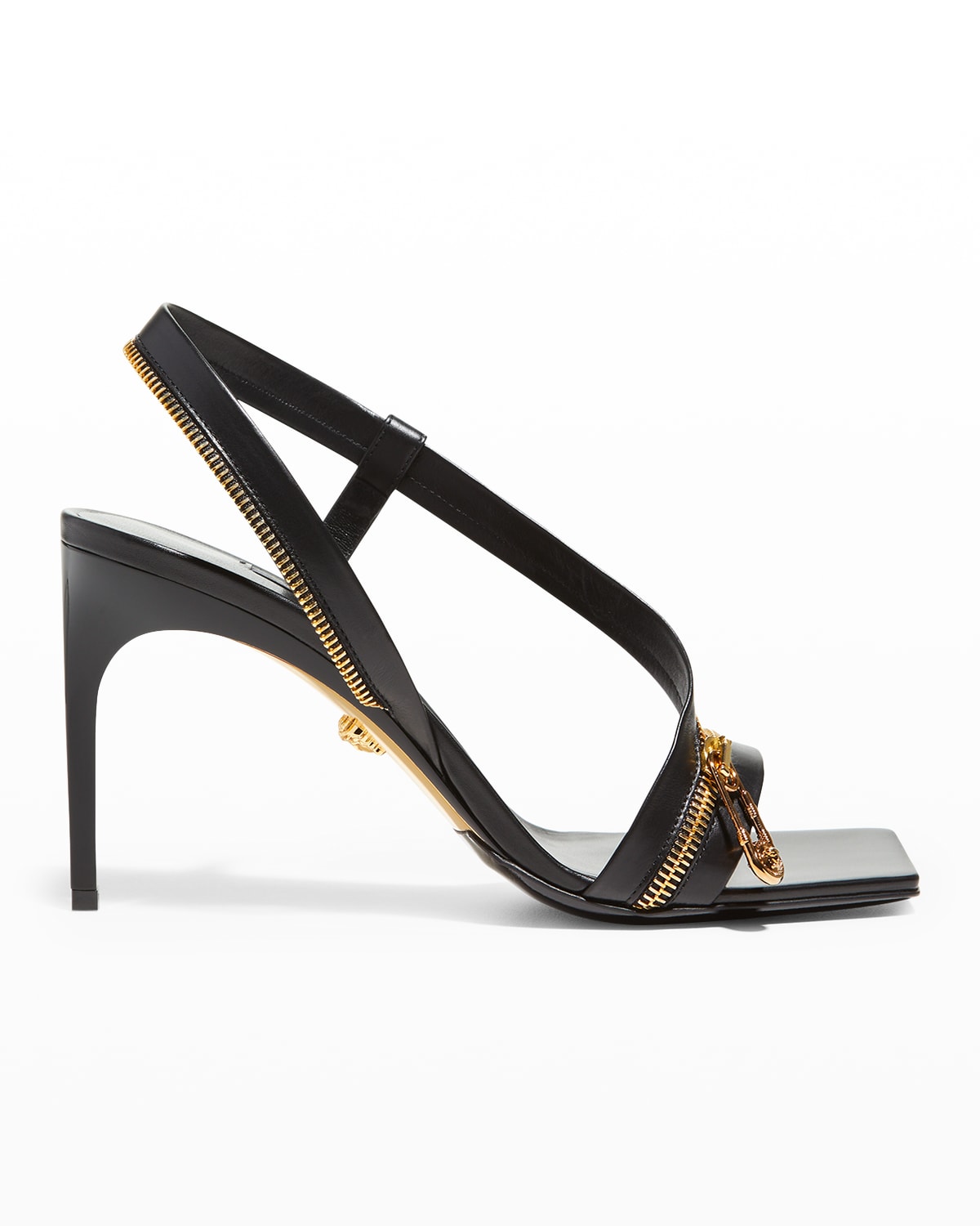 Versace Golden Zipper Stiletto Sandals