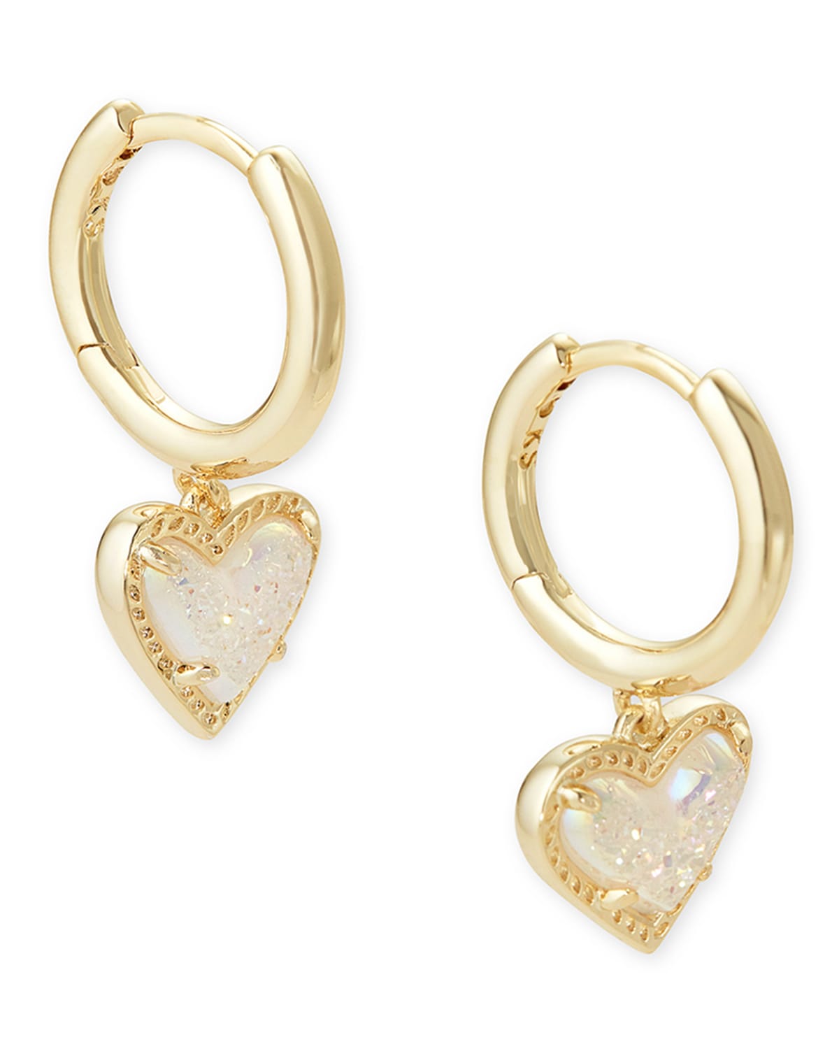 Kendra Scott Ari Mother Of Pearl Heart Drop Huggie Hoop Earrings In Gold