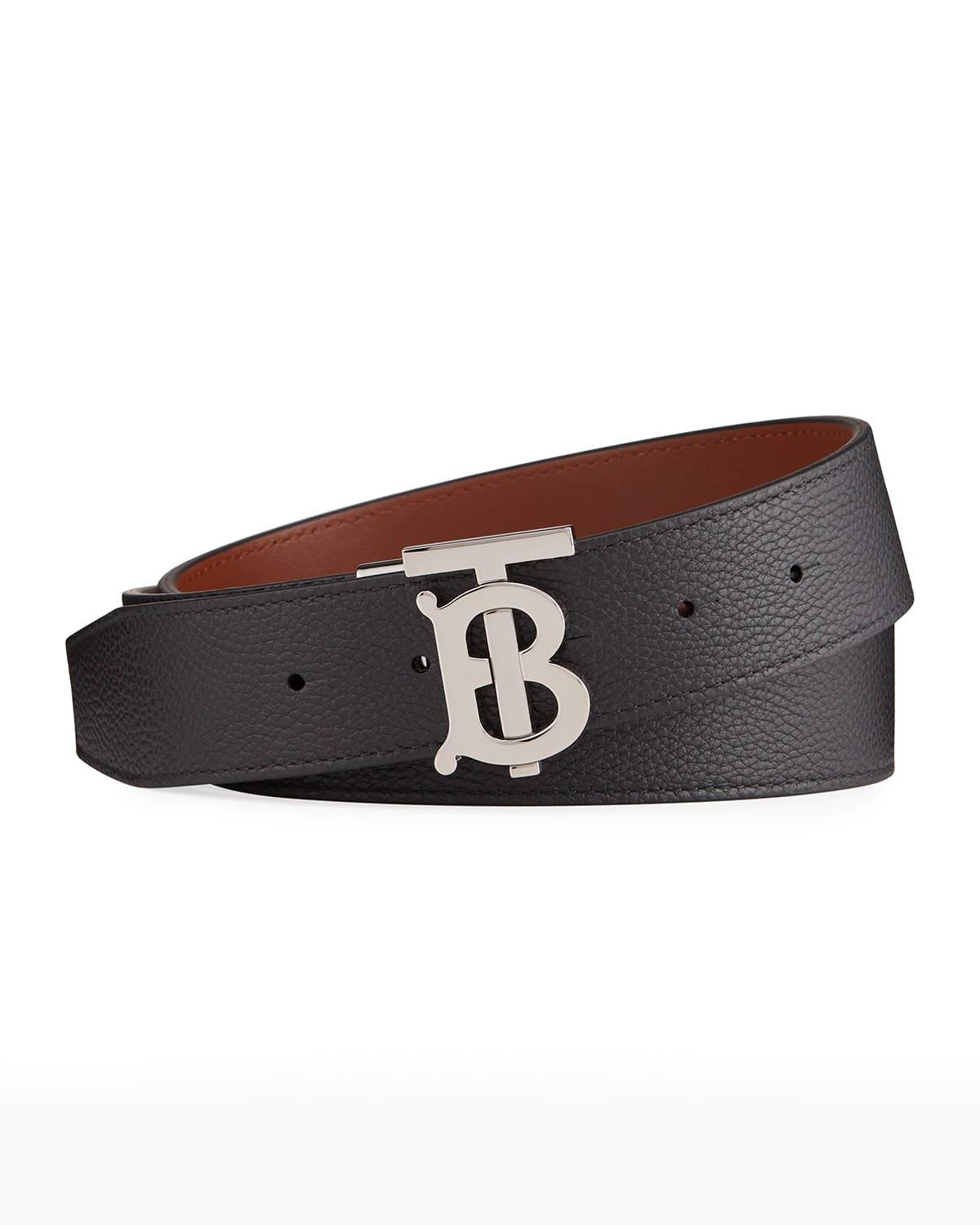 Men's TB Plaque Leather Belt