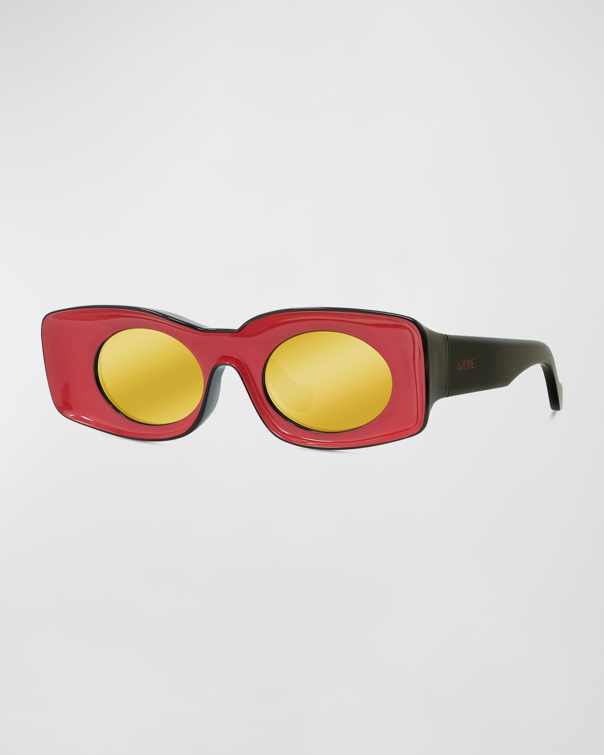 Loewe Two-tone Acetate Inset Oval Sunglasses In Red / Gold