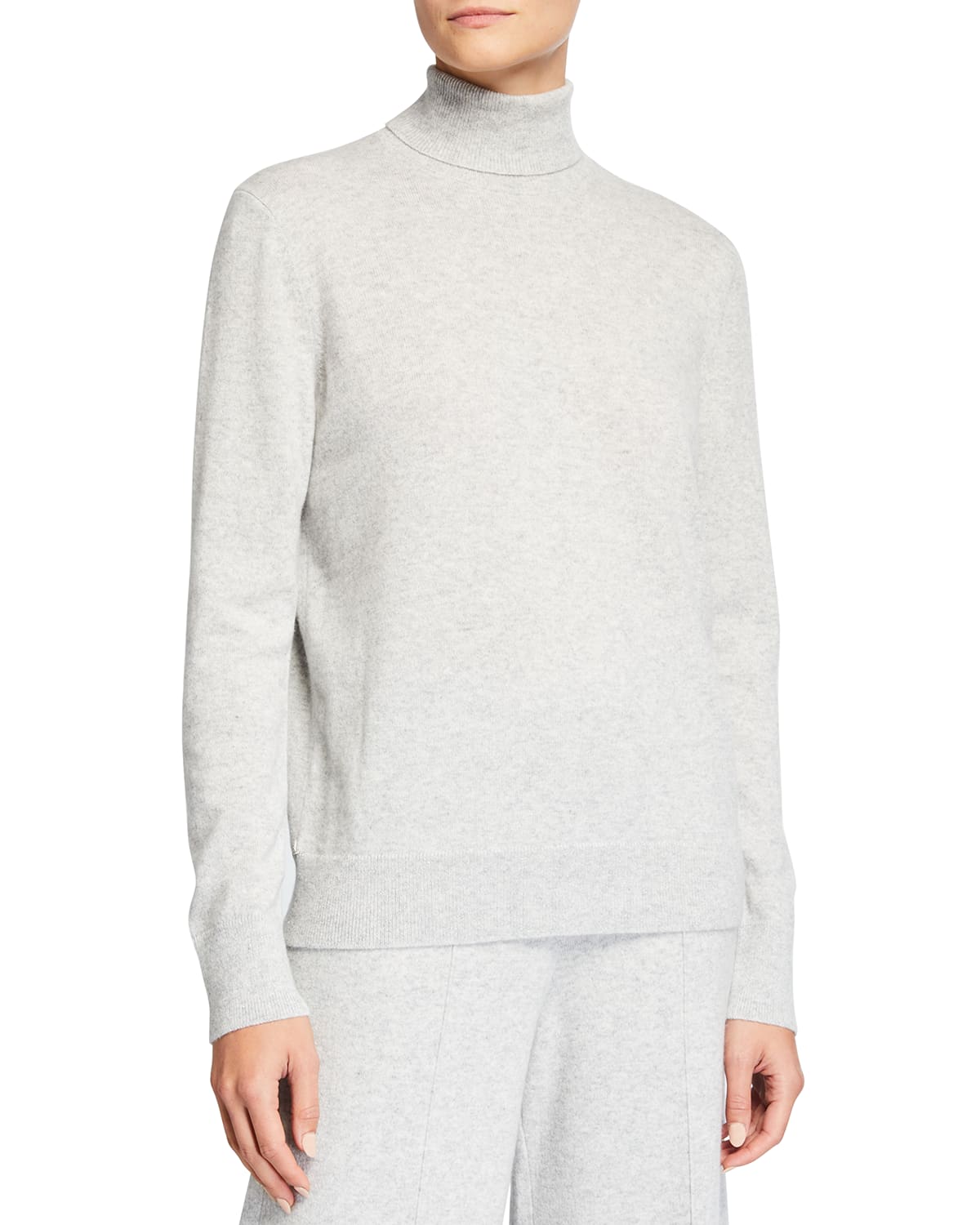 Lafayette 148 Petite Cashmere Turtleneck Sweater In Grey Heather