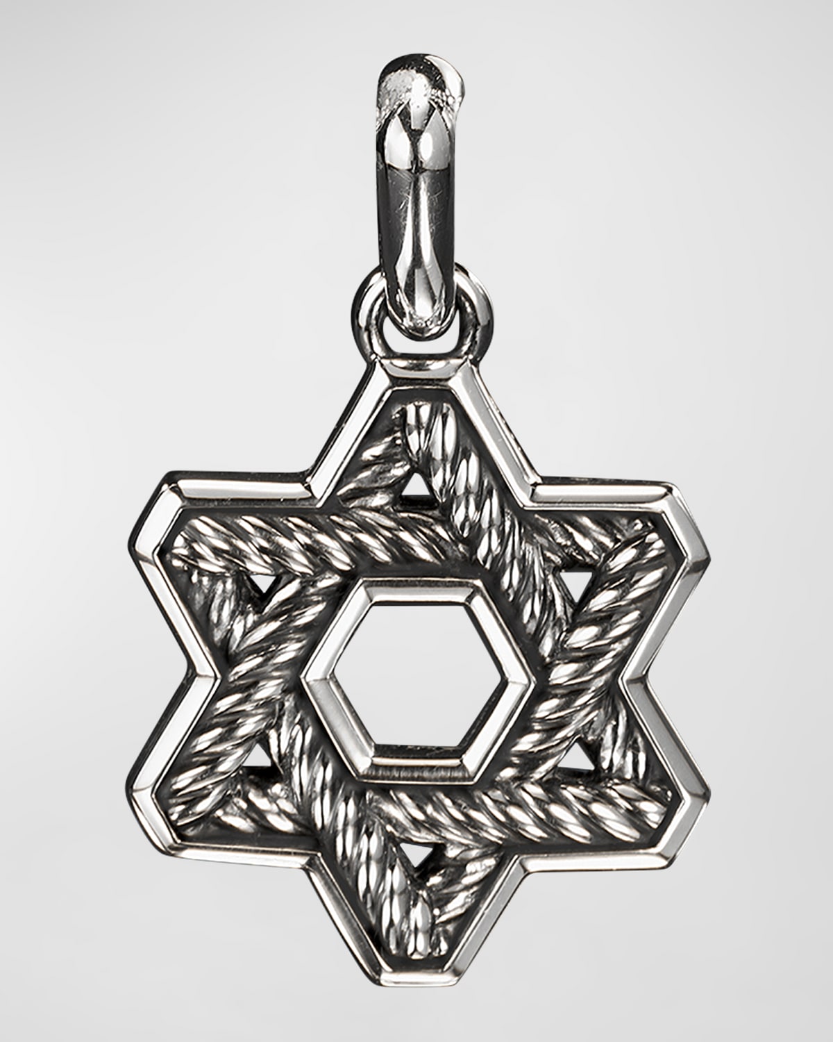 Men's Cable Star of David Pendant in Silver, 19mm