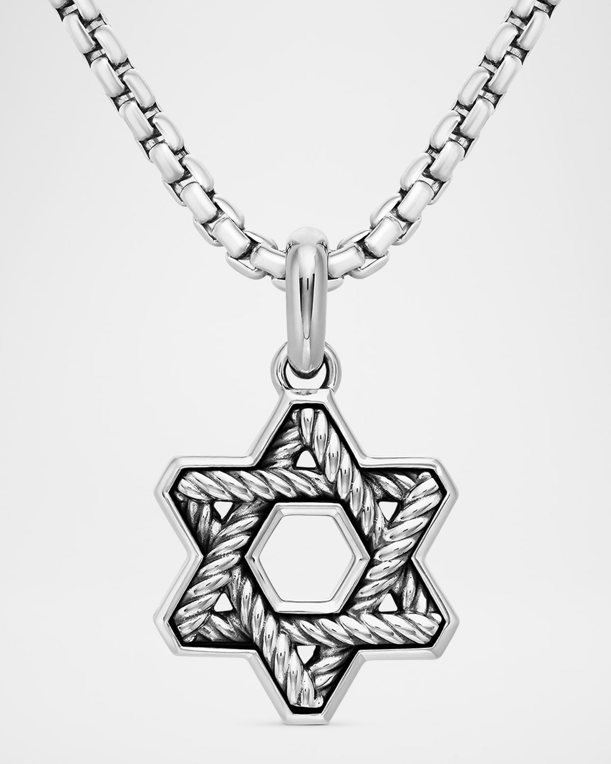 Men's Cable Star of David Pendant in Silver, 19mm