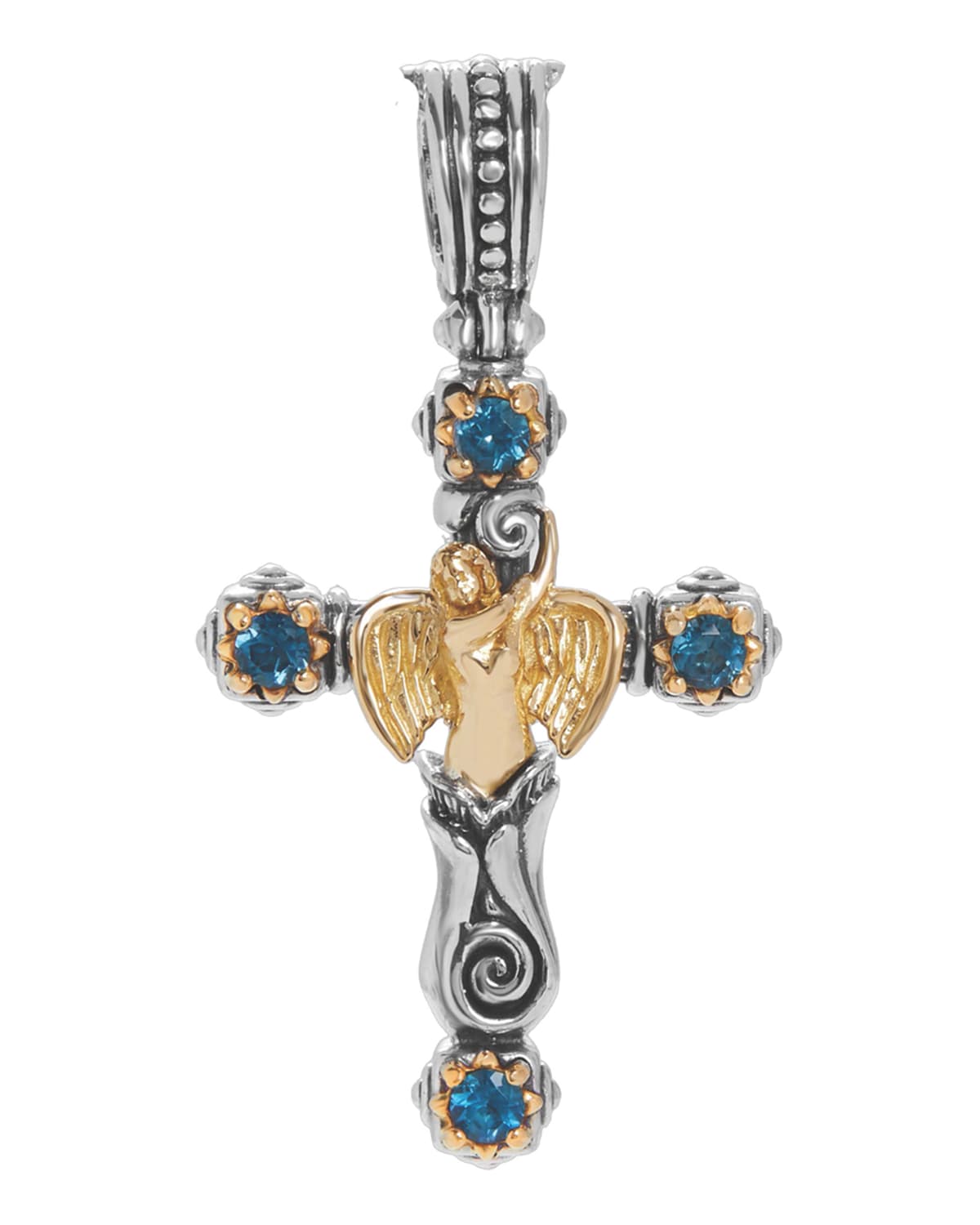 Konstantino Angelic London Blue Topaz Cross Pendant