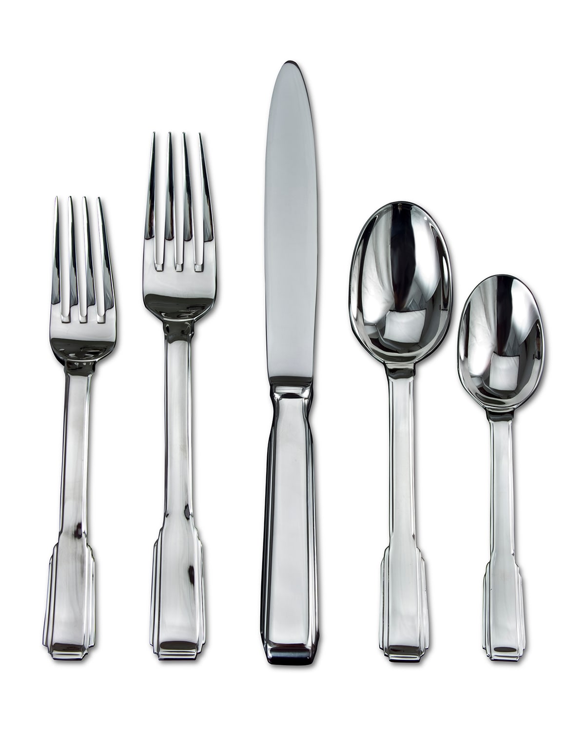 Ricci Silversmith 5-piece Art Deco Flatware Set In Silver