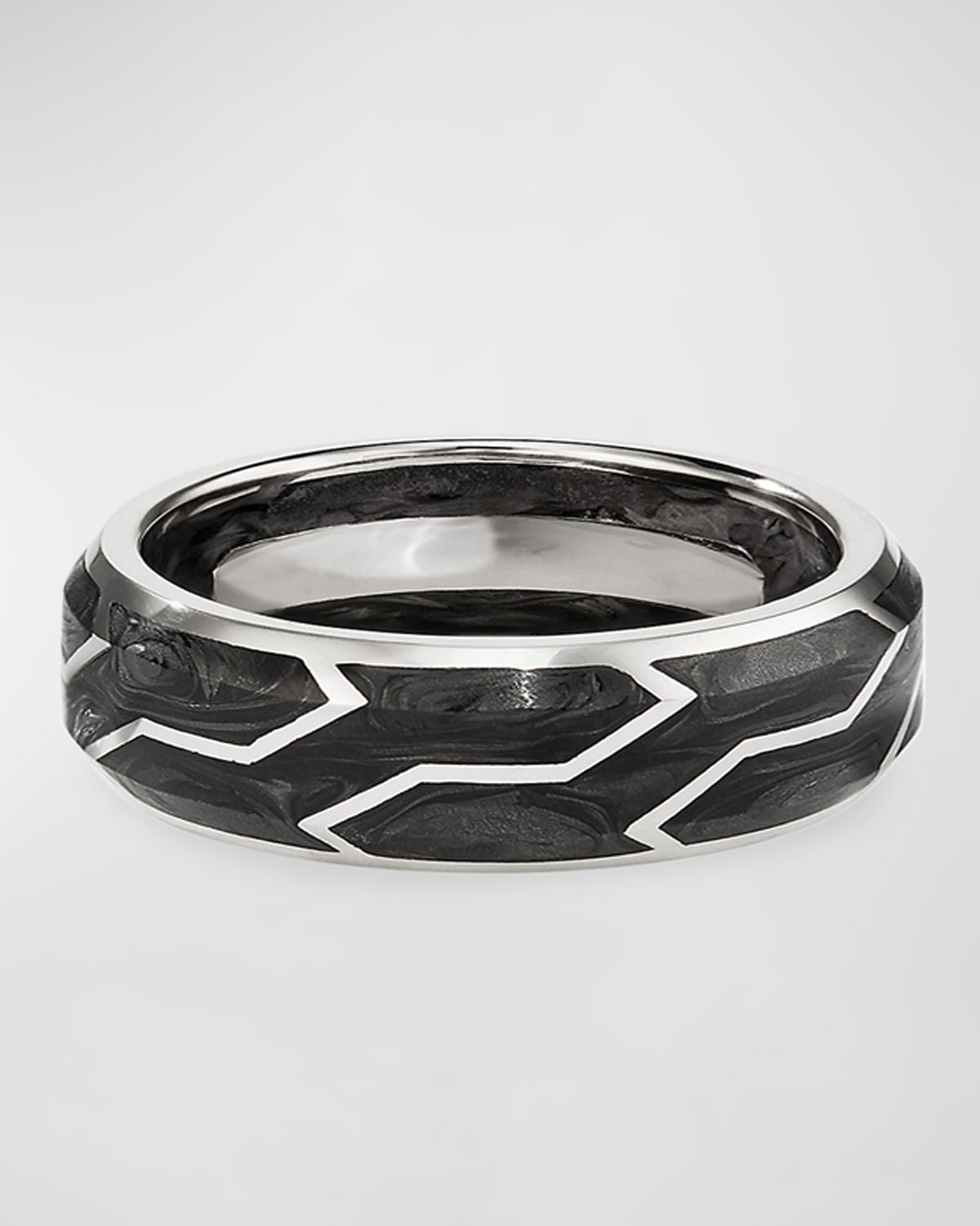 Shop David Yurman Men's Forged Carbon/18k White Gold Band Ring