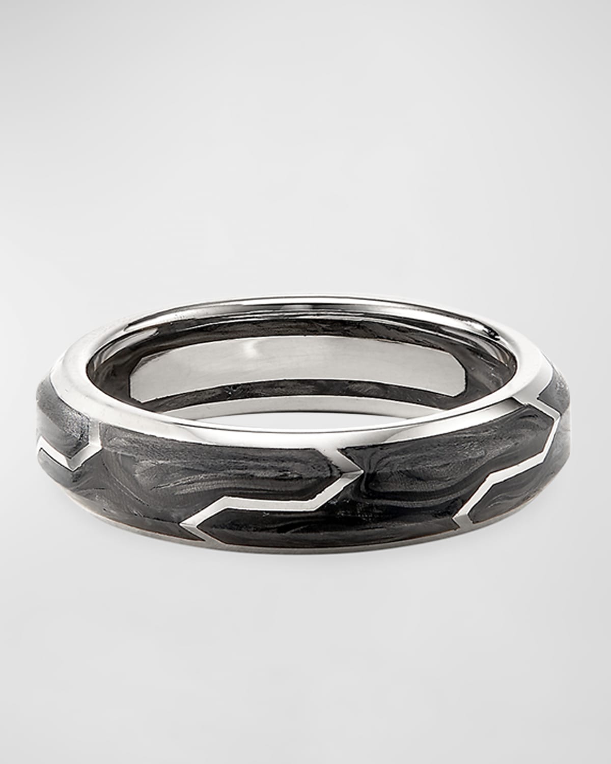 David Yurman Men's 18k White Gold & Forged Carbon Band Ring