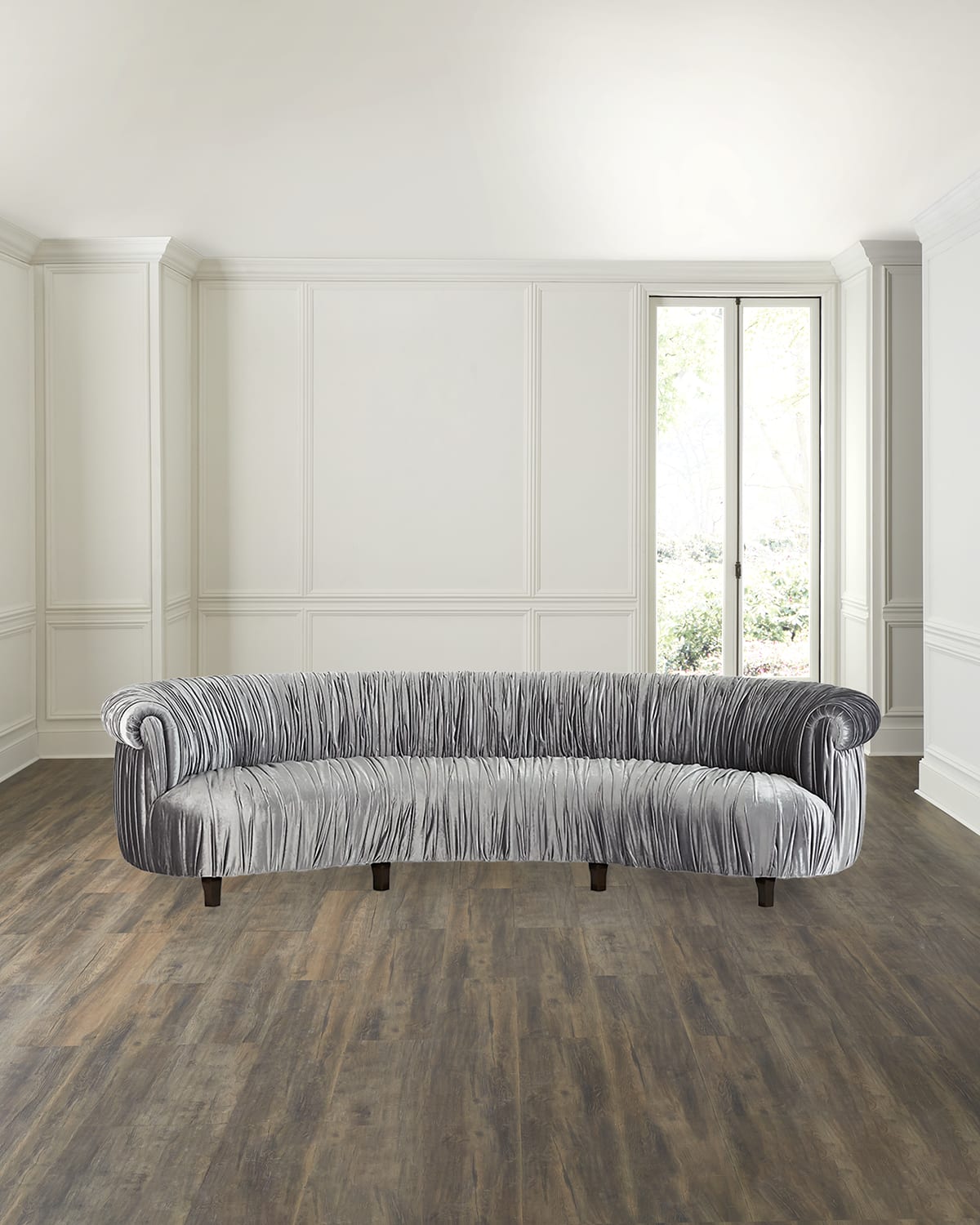 Haute House Romana Ruched Sofa, 122" In Gray