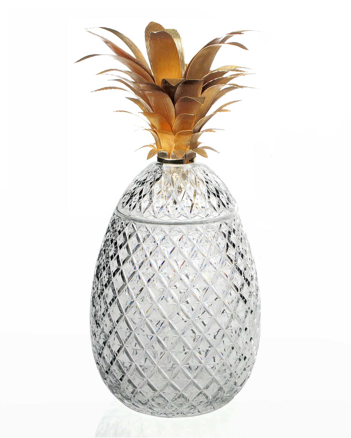 Shop William Yeoward Crystal Isadora 26" Gold Pineapple Limited Edition Centerpiece In Clear/gold