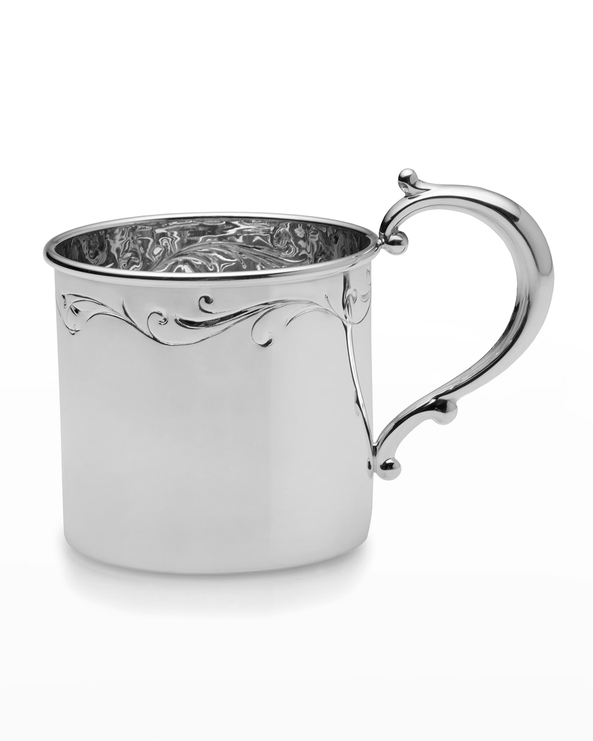 Shop Empire Silver Floral Design Heavy Gauge Baby Cup In Silver