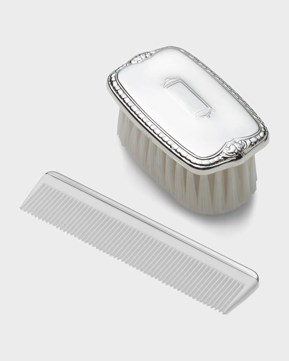 Shop Empire Silver Boy's Shield Design Comb & Brush Set In Silver