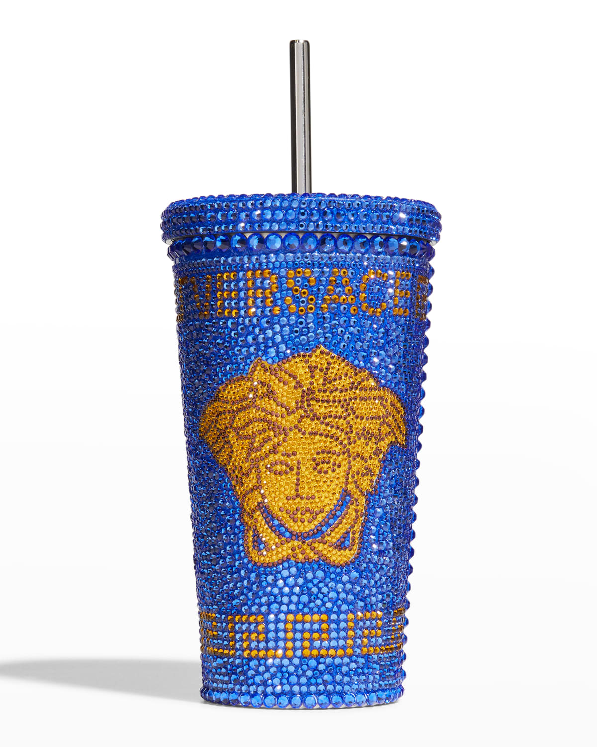 Versace Medusa Studded Travel Mug In Blu