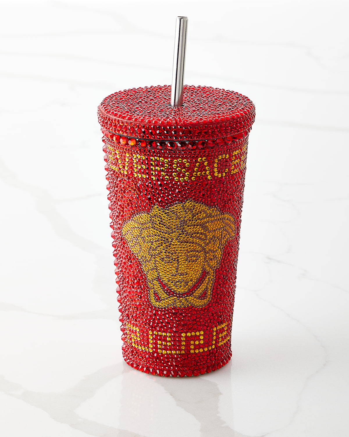 VERSACE MEDUSA STUDDED TRAVEL MUG