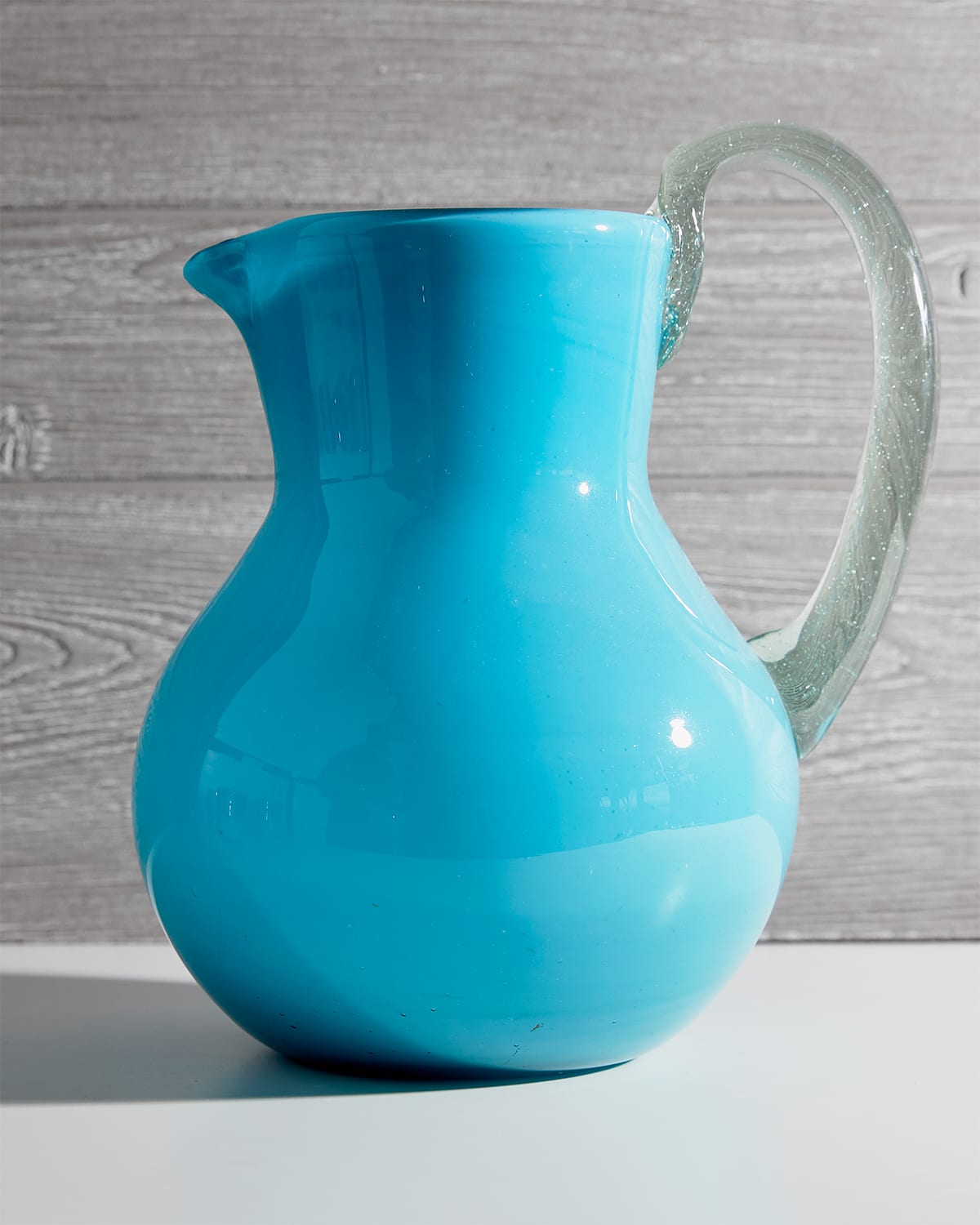 Verve Culture Handblown Glass Pitcher In Aqua