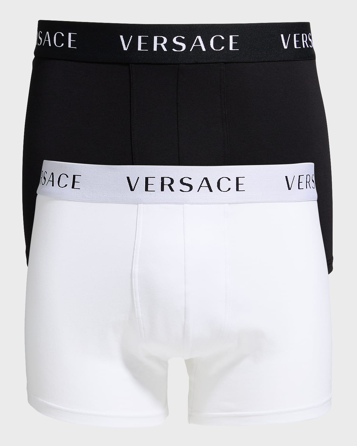 Versace Jersey Stretch Cotton Boxer Briefs, Set Of 2 In A2a4 Black-white