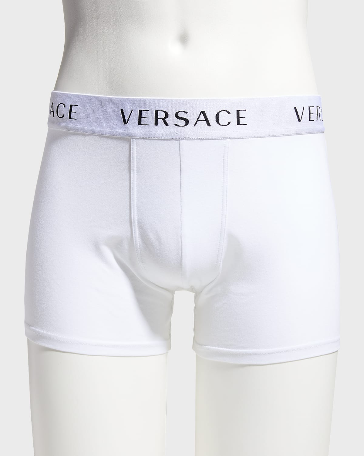 Shop Versace Men's 2-pack Long Boxer Briefs In White
