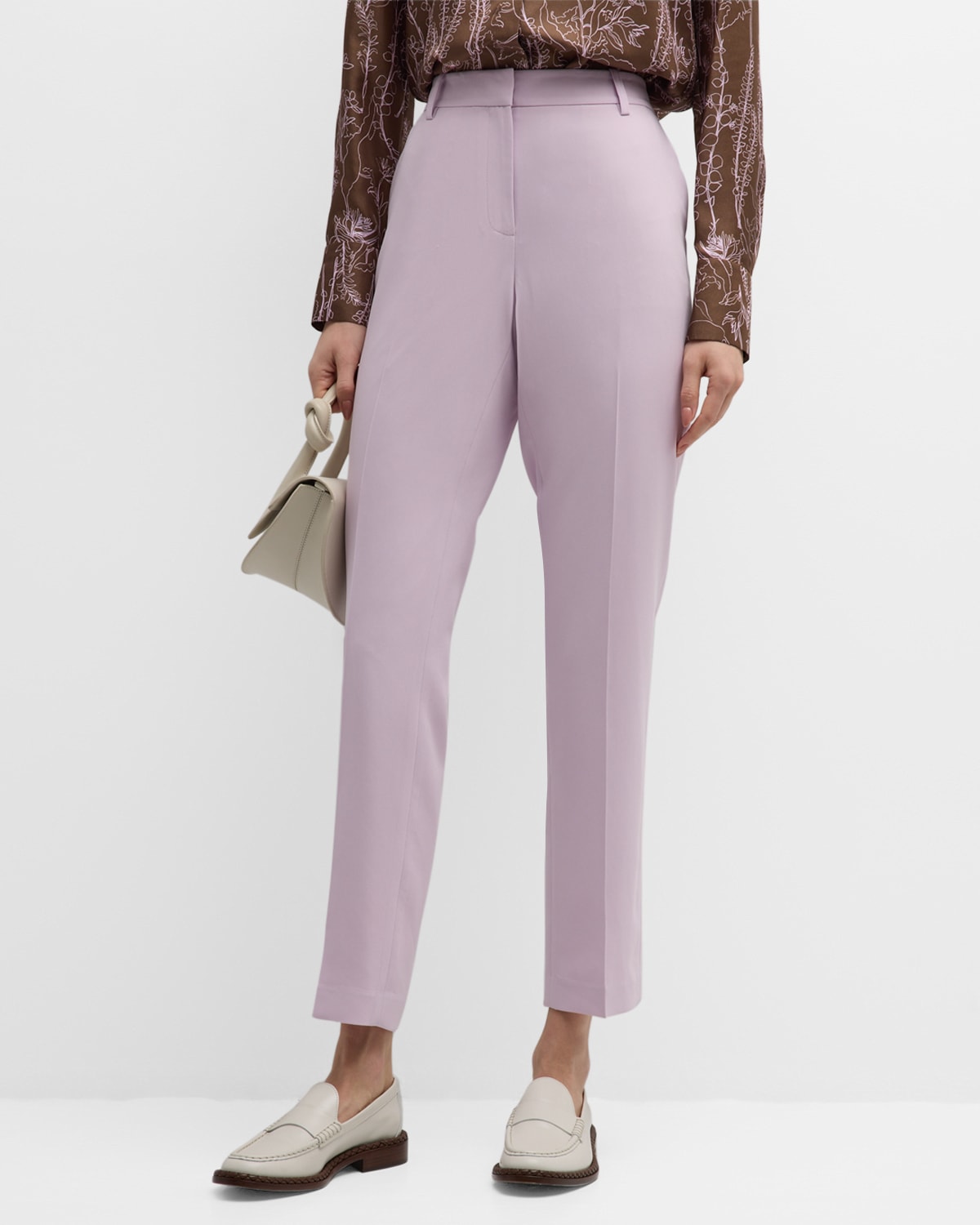 Shop Lafayette 148 Clinton Finesse Crepe Ankle Pants In Dried Blossom