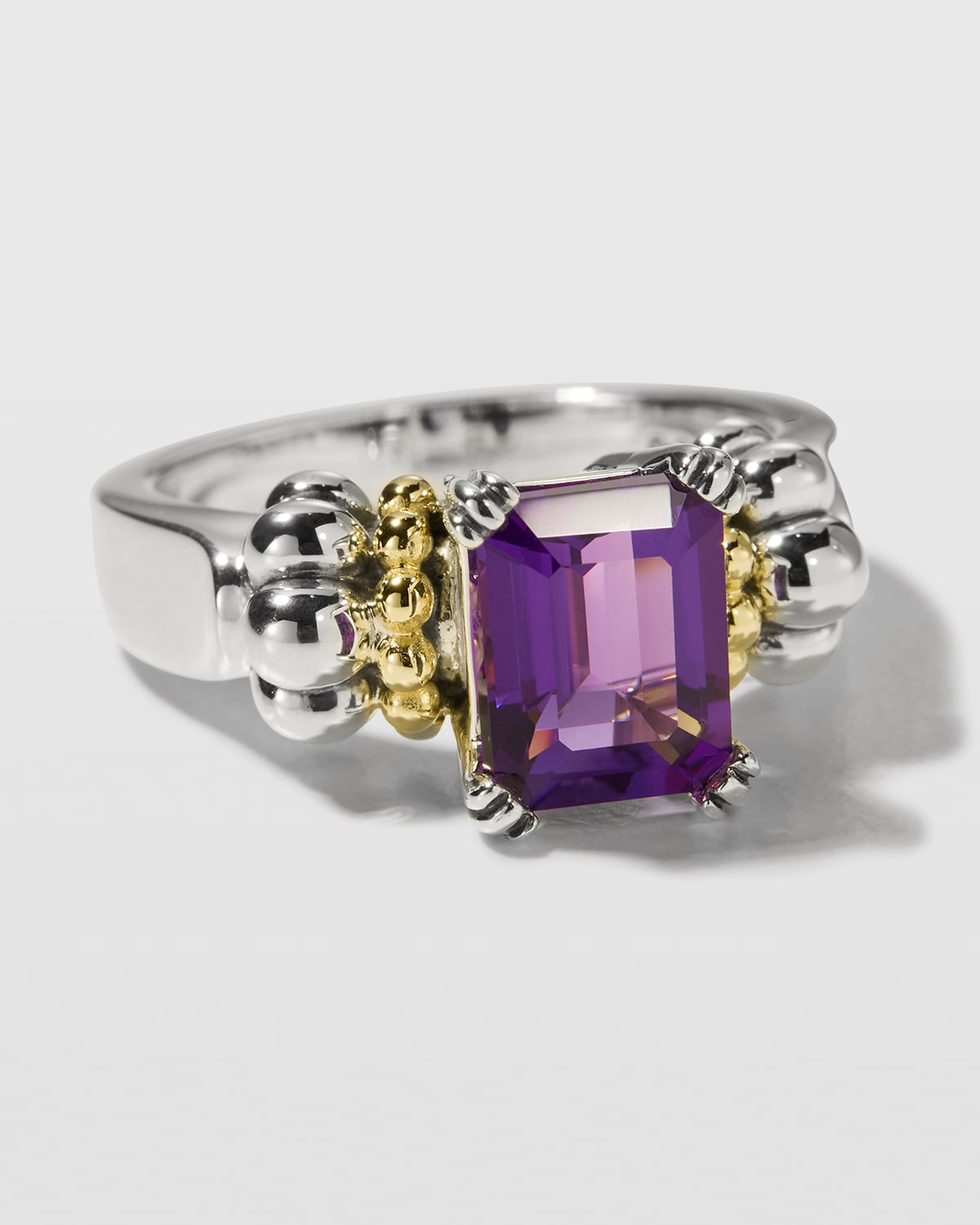 Glacier 9x7mm Gemstone Two-Tone Ring