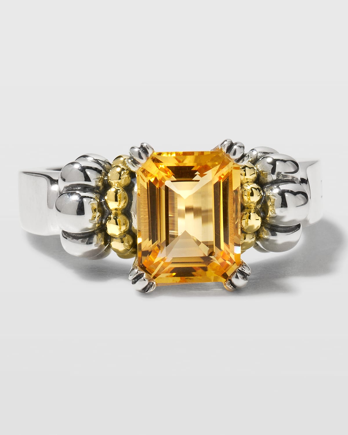 Glacier 9x7mm Gemstone Two-Tone Ring