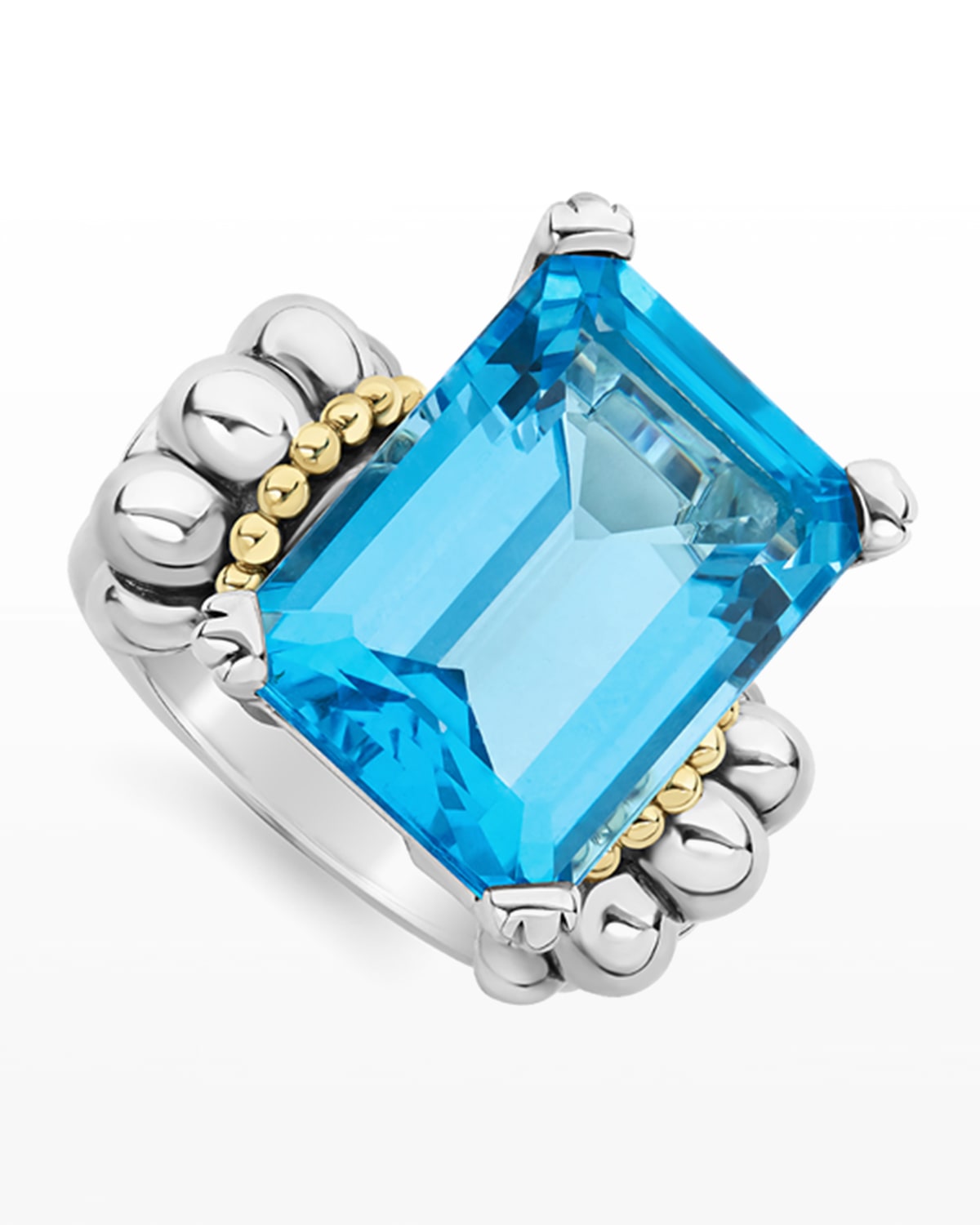 Shop Lagos Glacier 20x15mm Blue Topaz Two-tone Ring