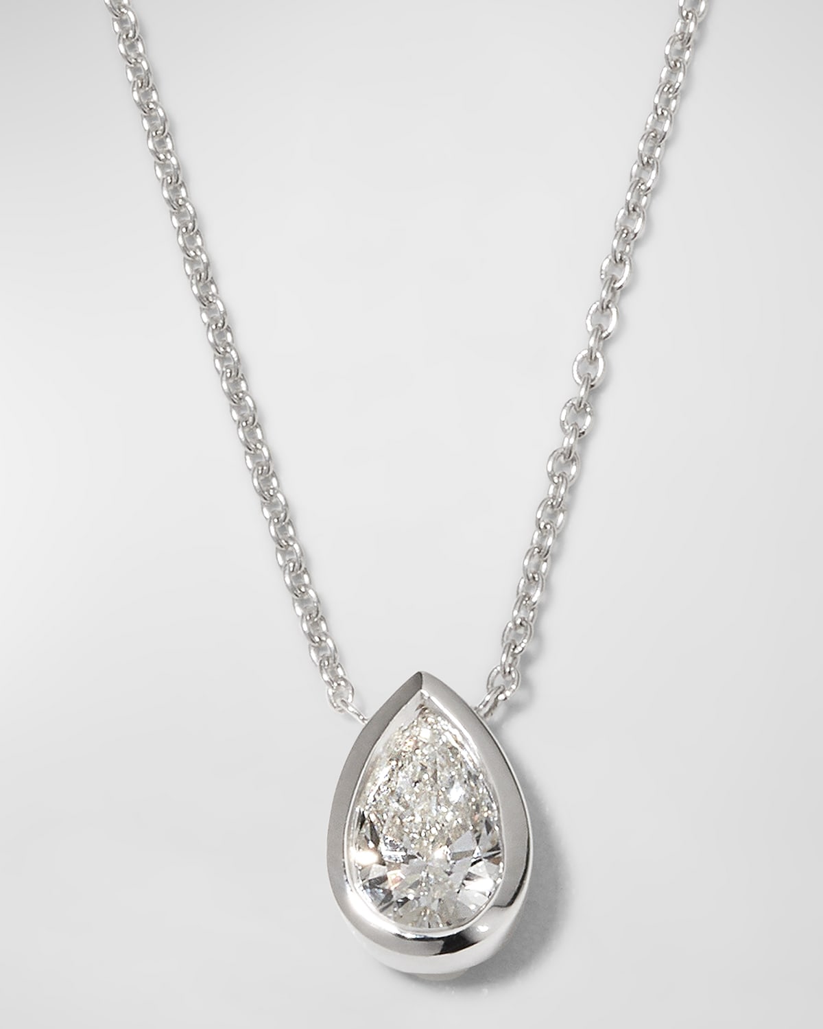 Roberto Coin 18k White Gold Solitaire Diamond Pear Necklace
