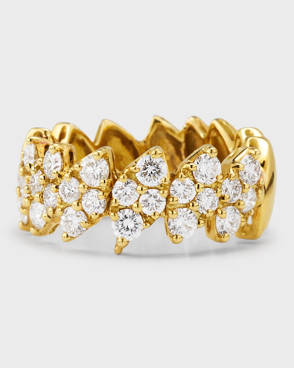 18K Yellow Gold Marquise Band Ring with Diamonds