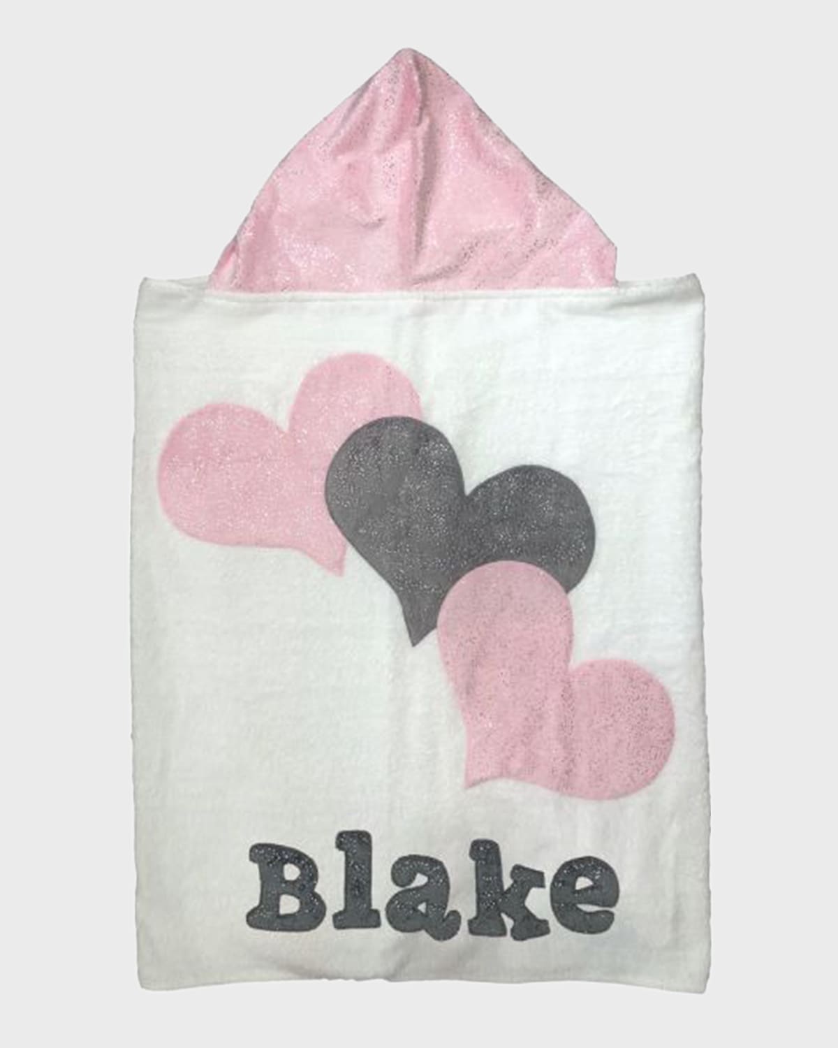 Boogie Baby Personalized Triple Hearts Hooded Towel In White