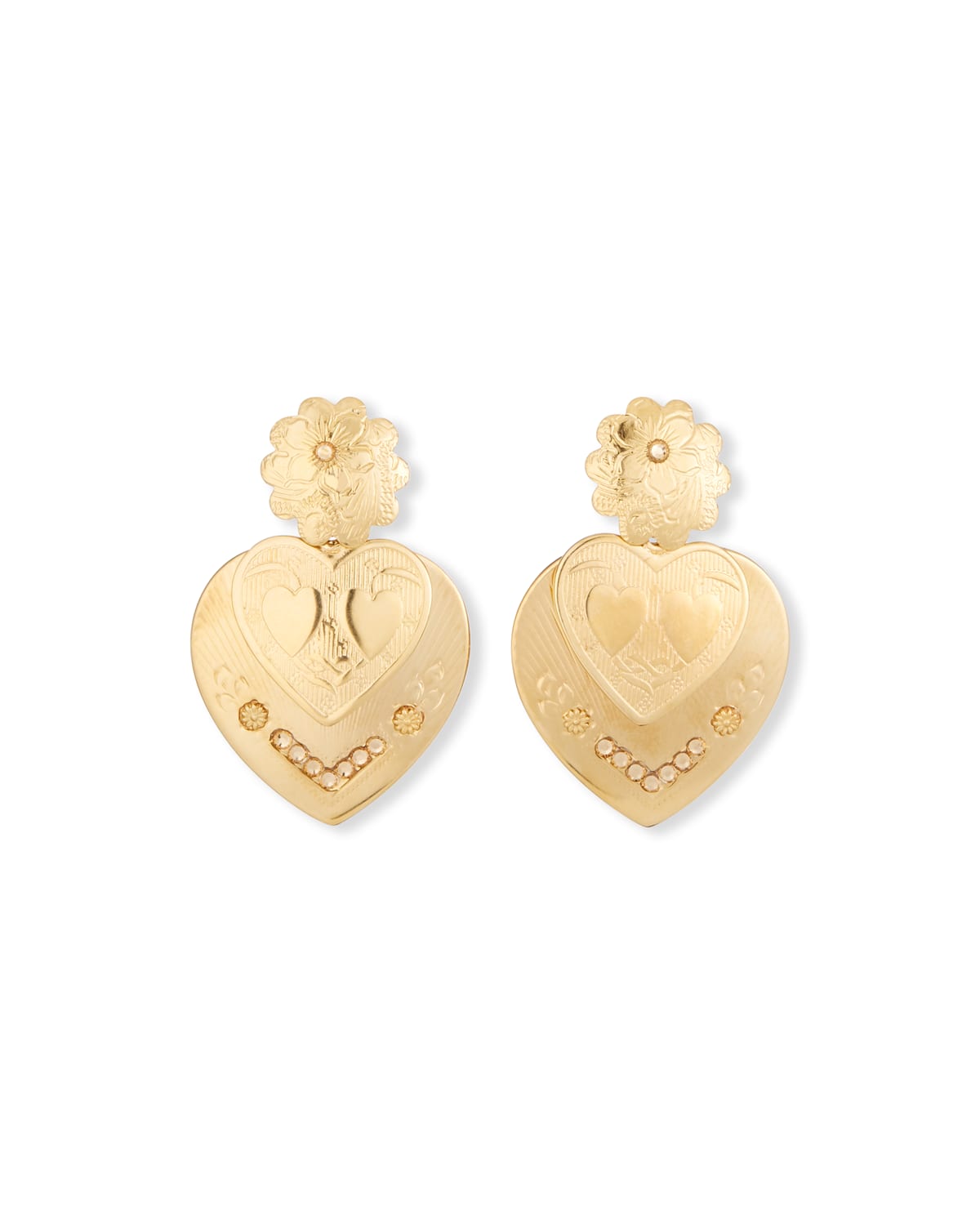 Gas Bijoux Crystal Heart Pendant Drop Earrings