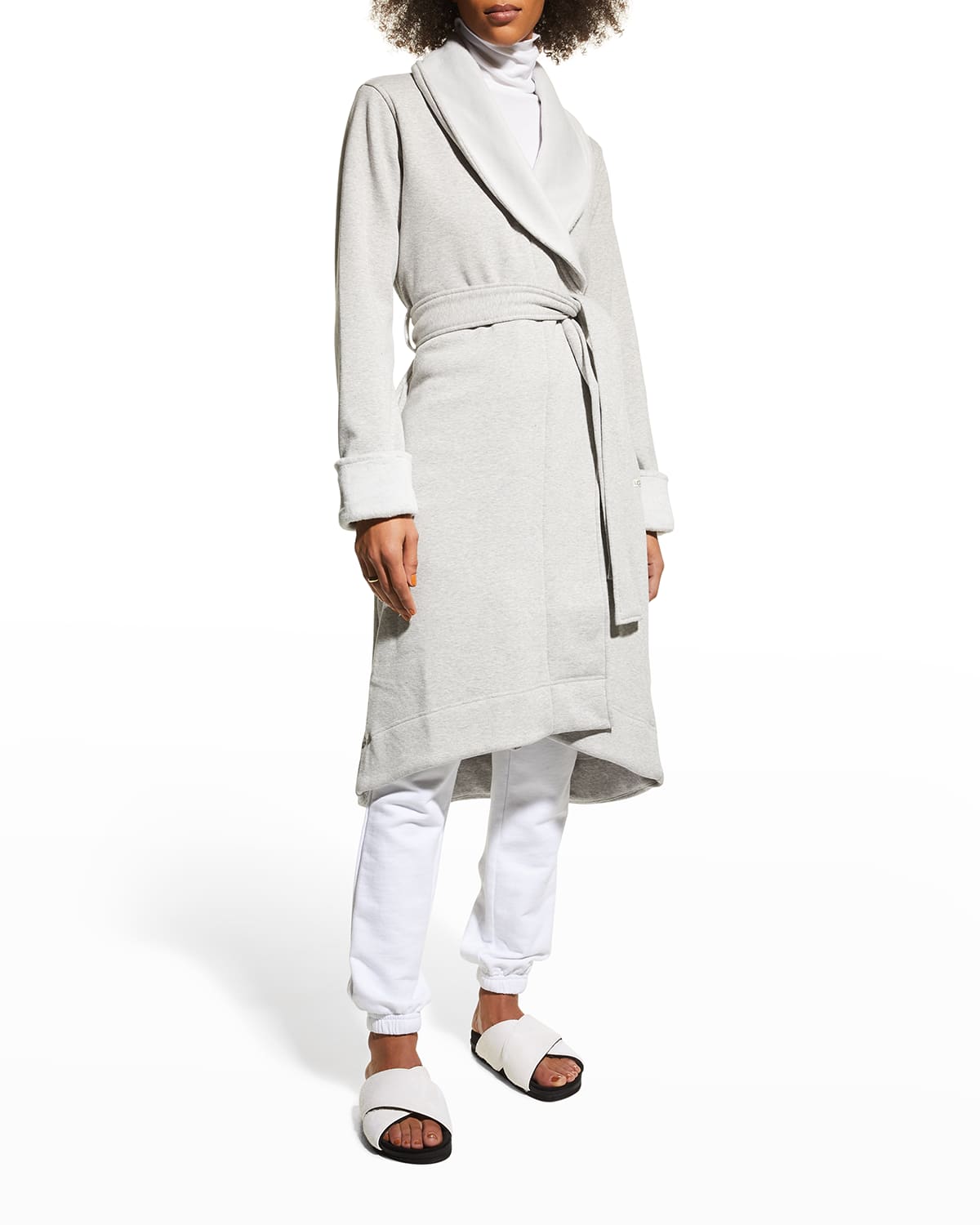 Ugg Duffield Ii Fleece-lined Cotton Jersey Robe In Oatmeal Heather