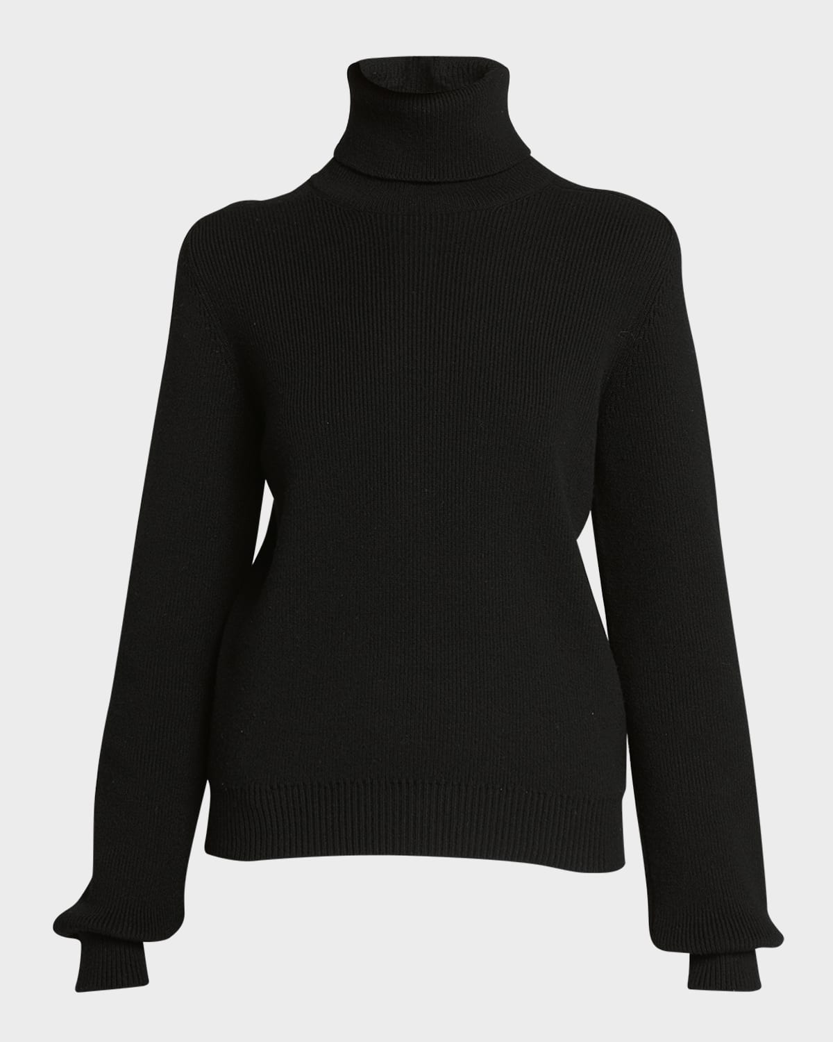 Shop Saint Laurent Cashmere Ribbed Turtleneck Sweater In Nero