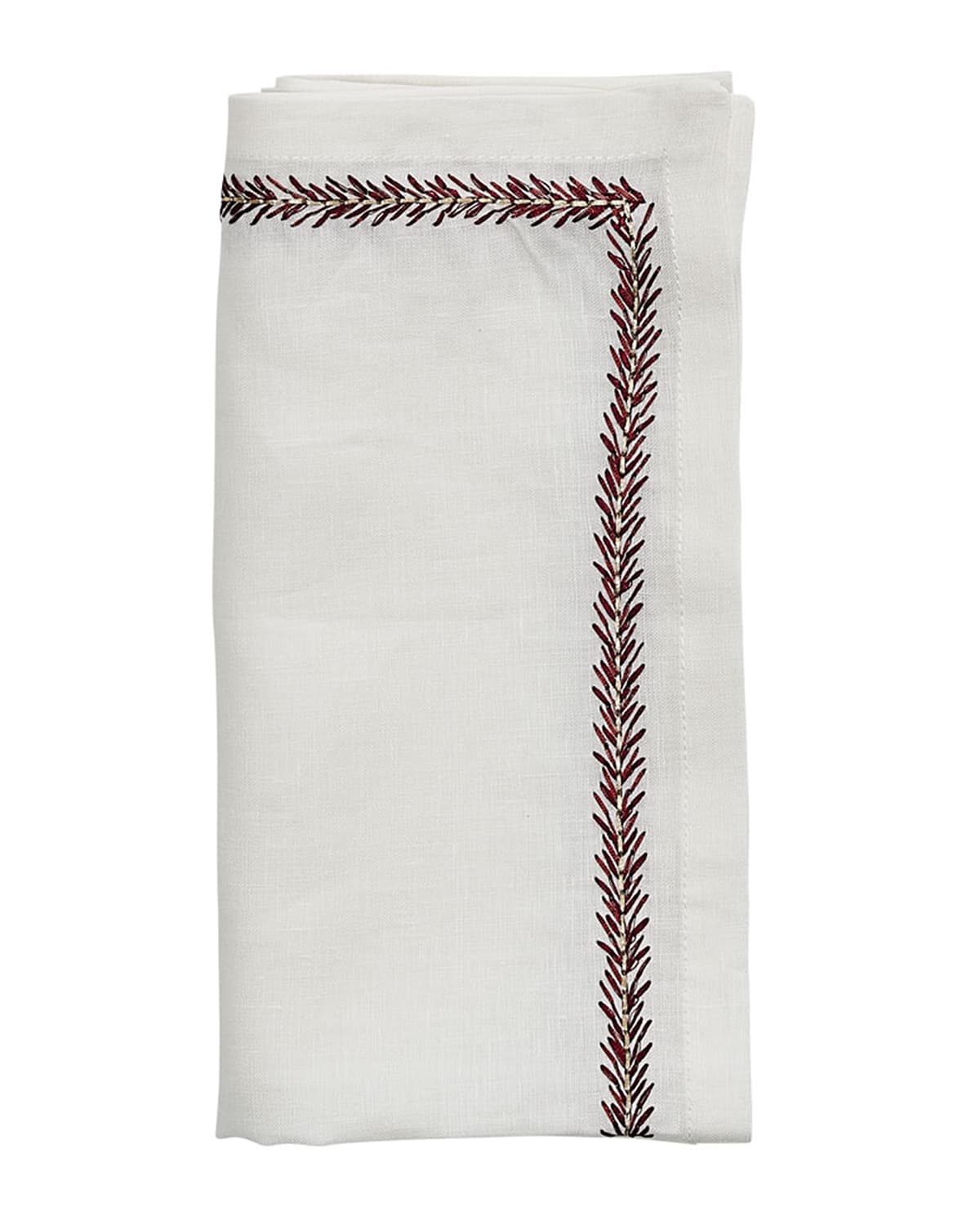 Shop Kim Seybert Jardin Linen Napkin In White/red