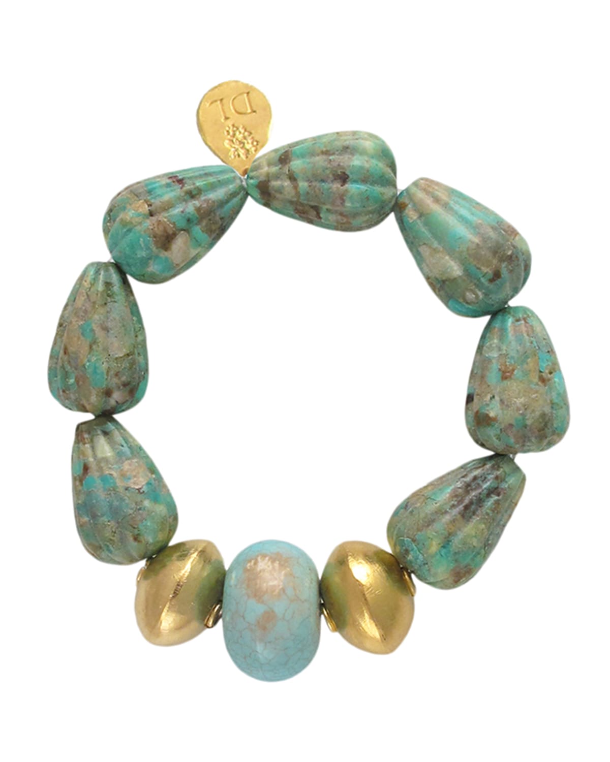 Devon Leigh Carved Turquoise Stretch Bracelet