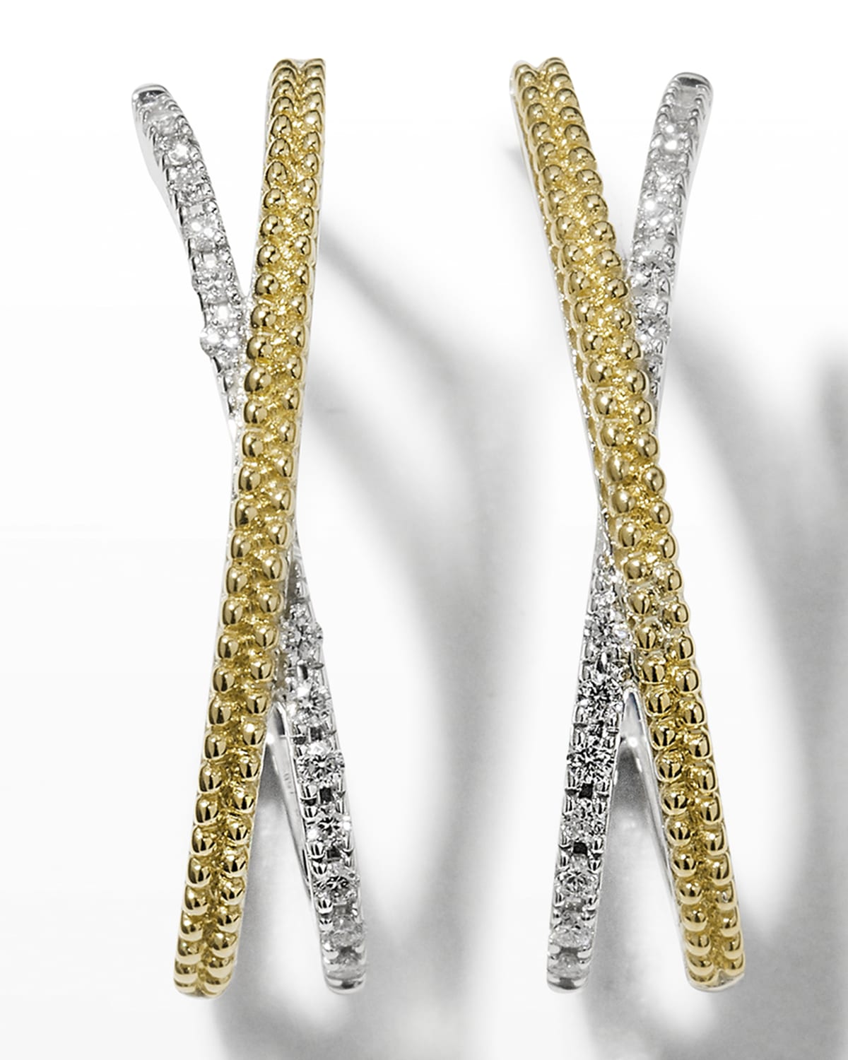Lagos Caviar Lux Two-tone Large X Diamond Earrings