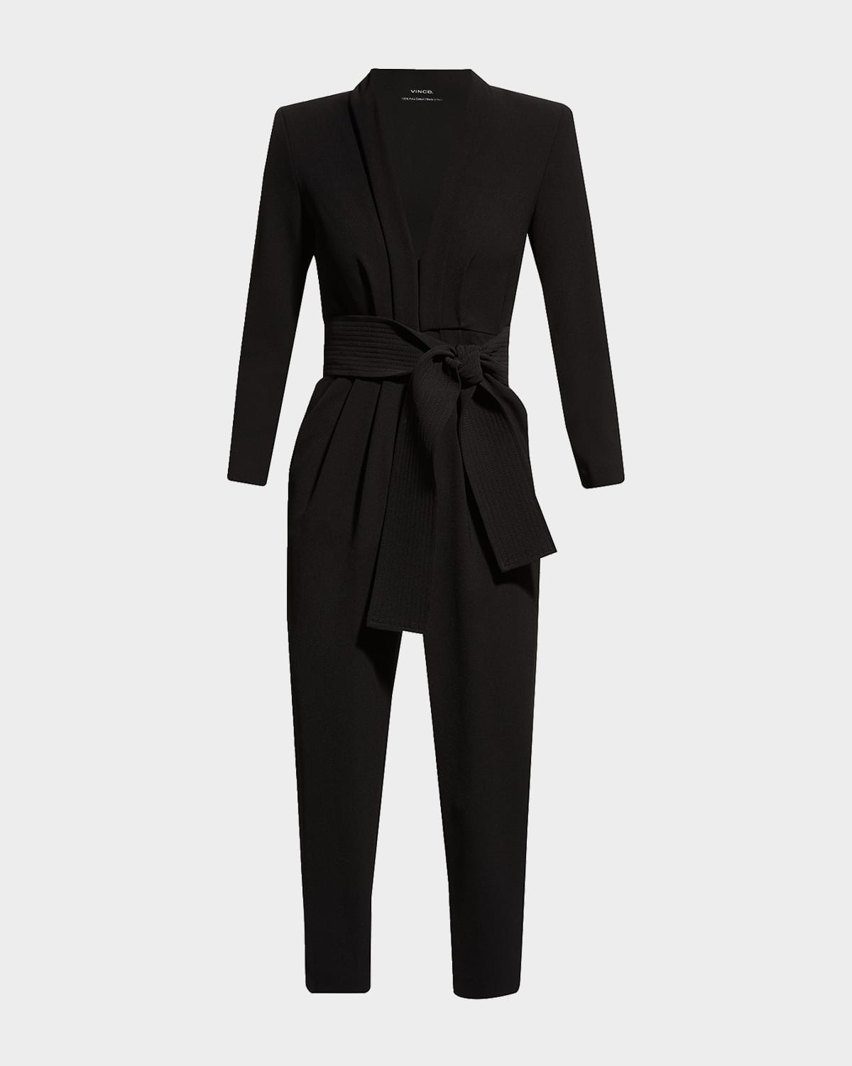 Kieran Belted Long-Sleeve Jumpsuit