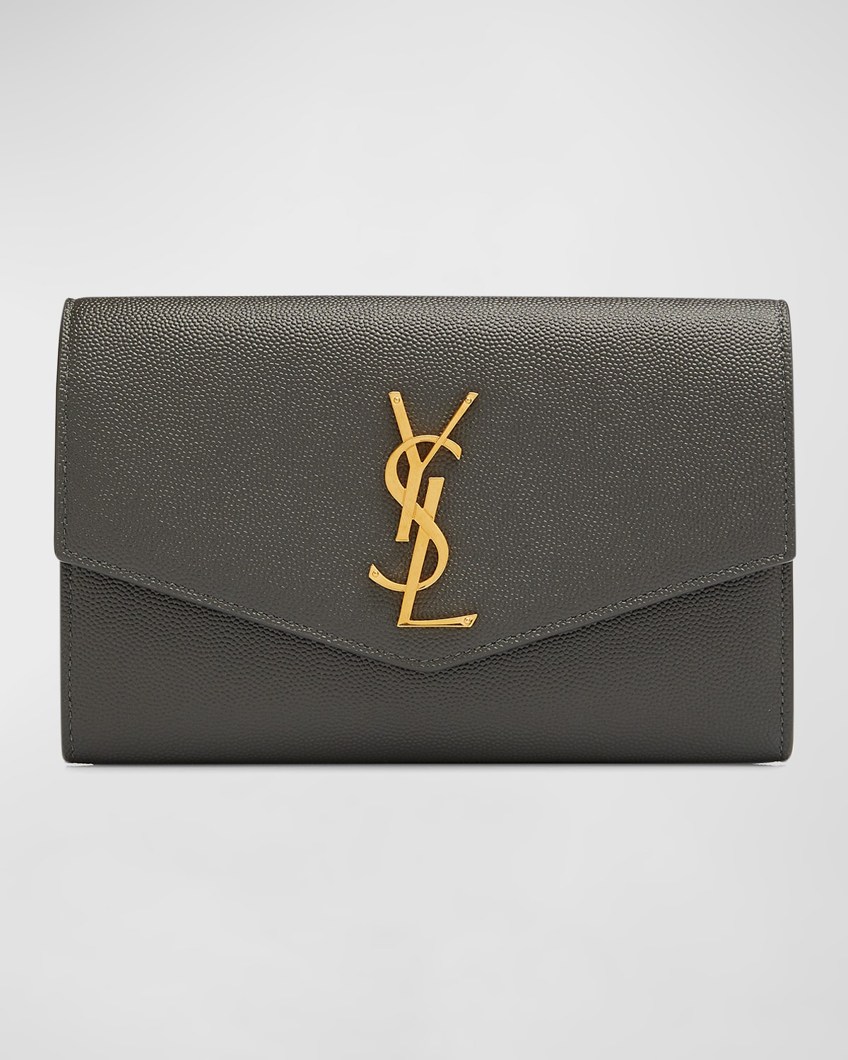 Saint Laurent Uptown Ysl Monogram Grain De Poudre Wallet On Chain W/ Card Case In 1112 Storm