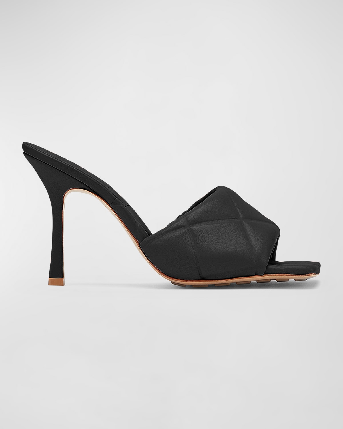 Bottega Veneta Black The Rubber Lido 90 Leather Sandals In Black