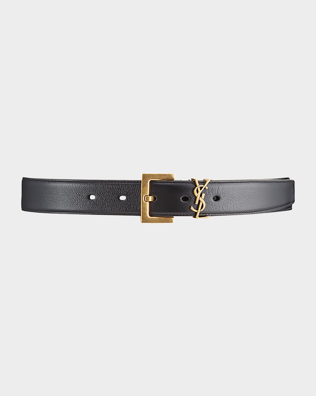 Shop Saint Laurent Box Laque Ysl Leather Belt In Black / Bronze