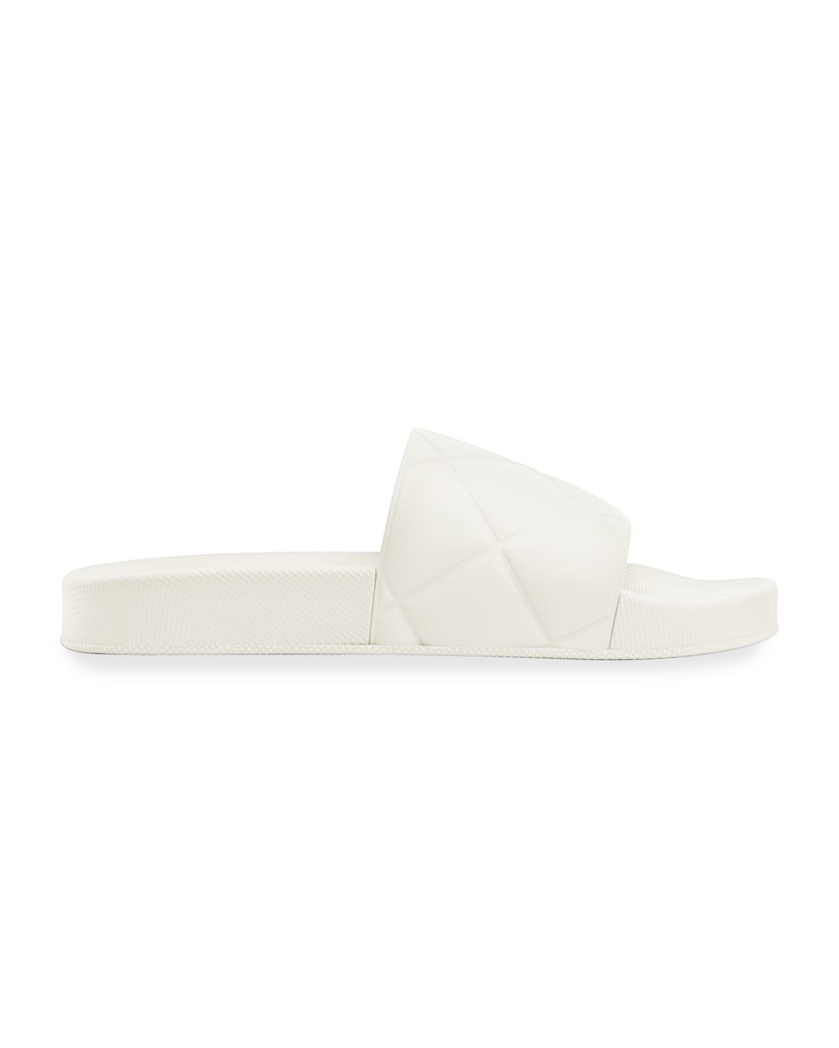 Bottega Veneta Slider Quilted Rubber Pool Slides In Sea Salt