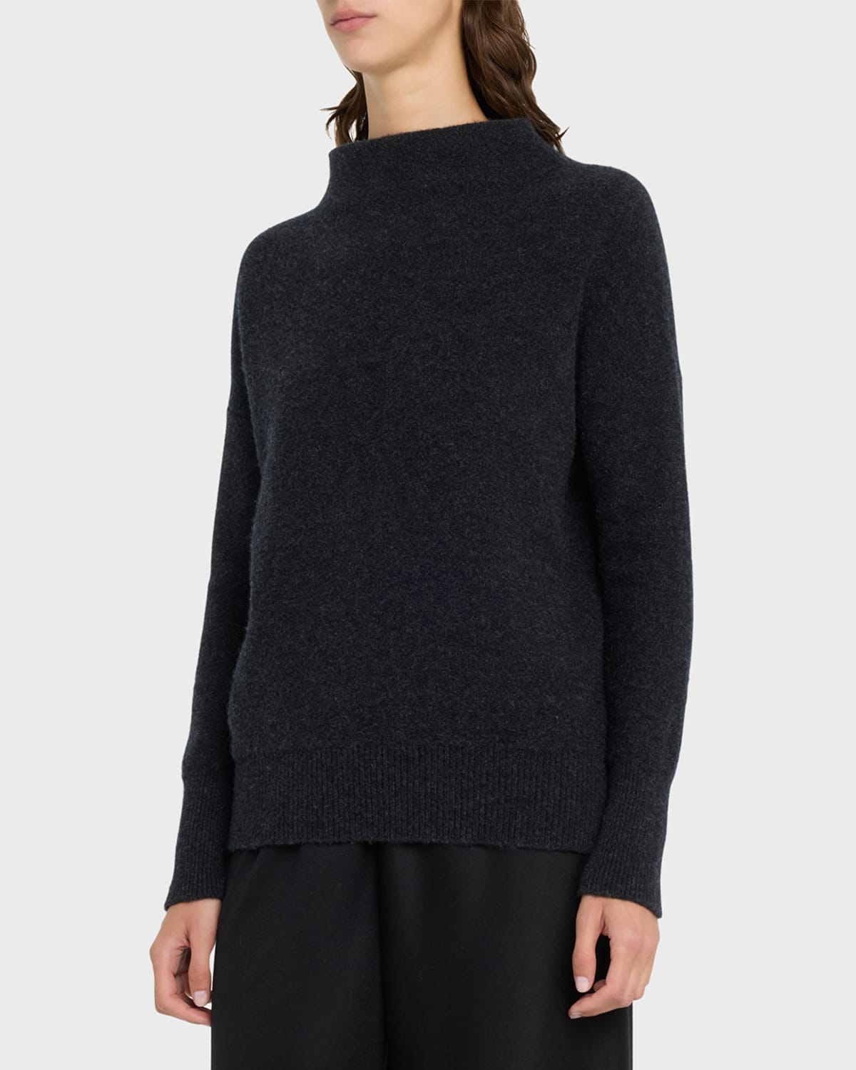 Vince Boiled Cashmere Funnel-neck Pullover In H Charcoal