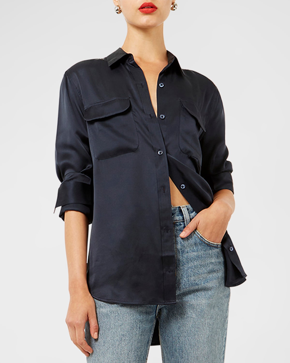 Shop Equipment Signature Solid Button-down Shirt In Eclipse