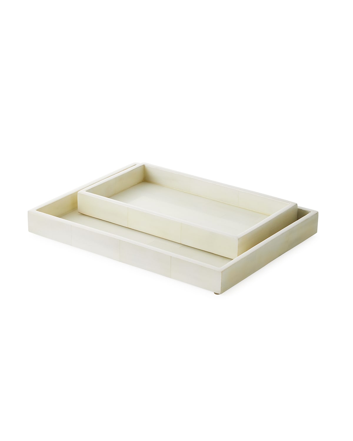 Pigeon & Poodle Arles Nested Faux Horn Trays, Set Of 2 In White