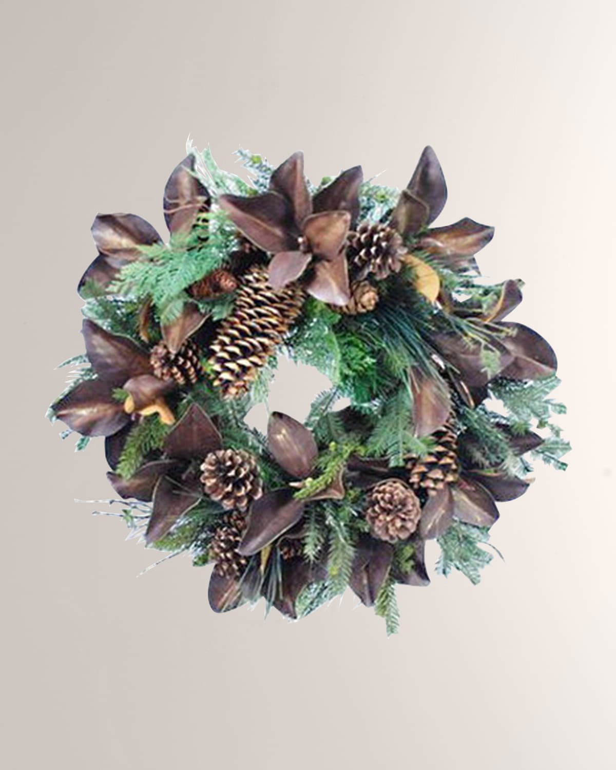 Shop Winward Home Autumn Magnolia Leaf Wreath In Green/brown