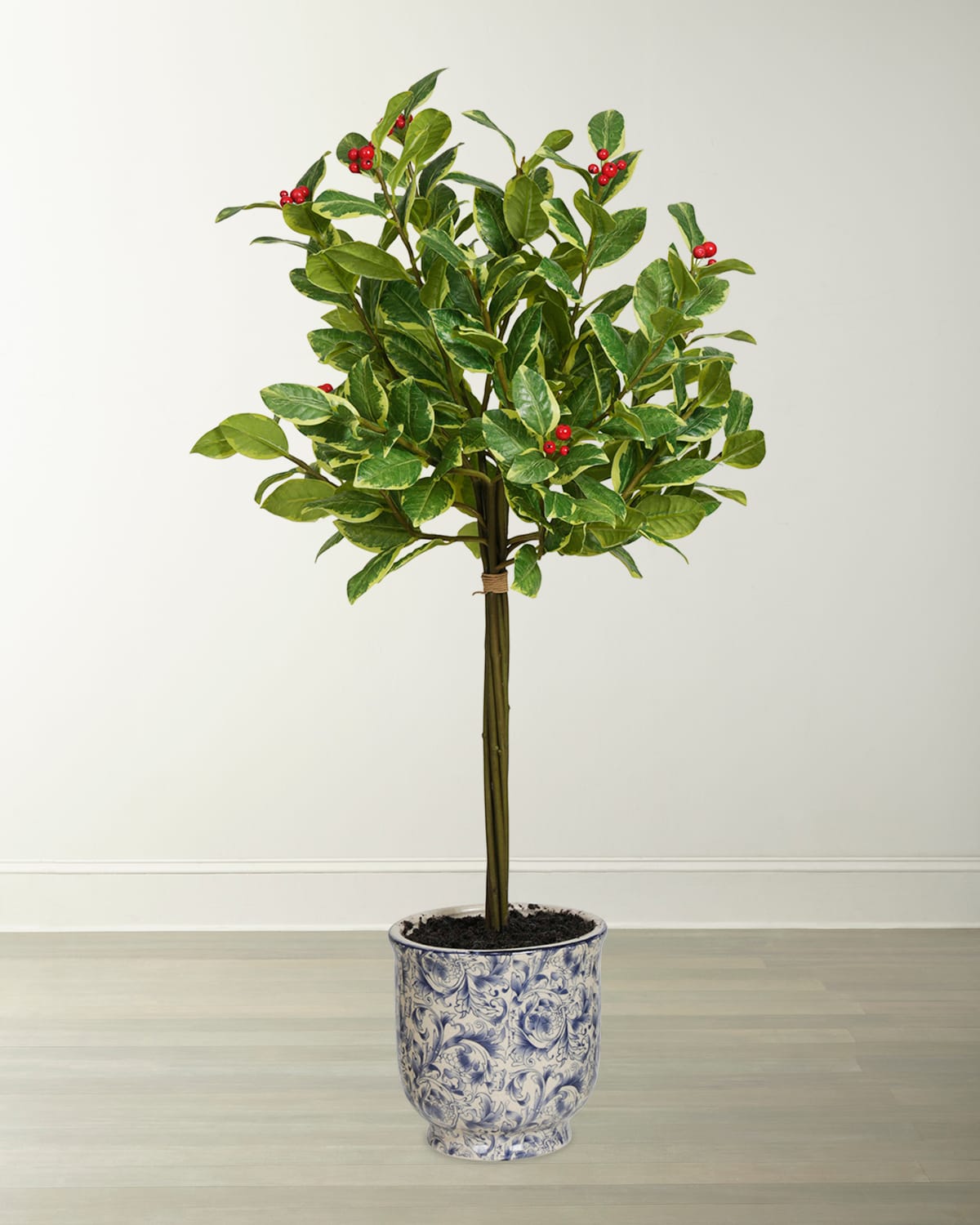 Winward 28" Rounded Holly Tree In Ceramic Pot