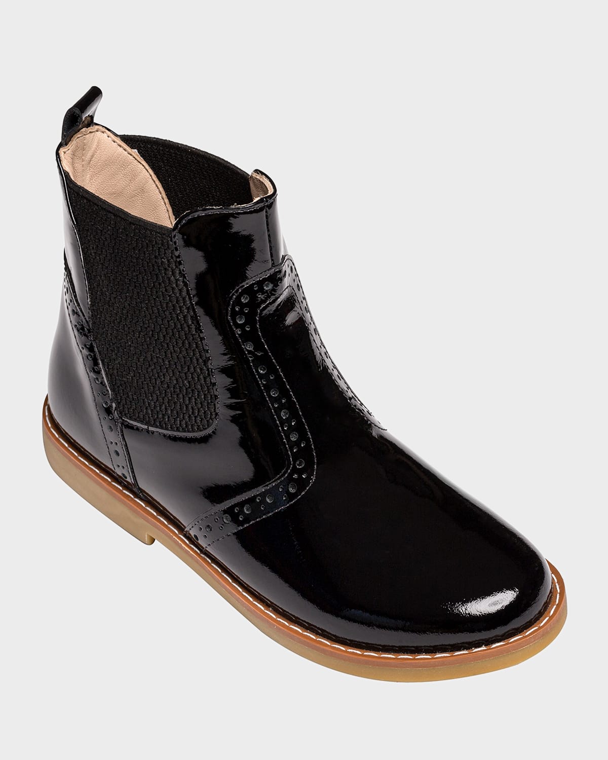 Elephantito Girl's Patent Leather Ankle Boots, Toddler/kids In Patent Black