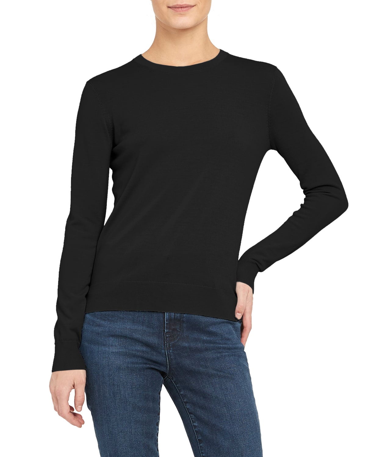 Theory Regal Wool Crewneck Pullover In Black