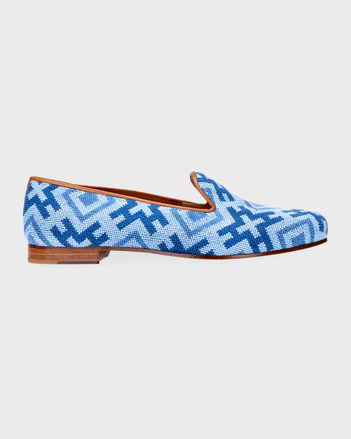 Stubbs And Wootton Harlow Needlepoint Smoking Loafers In Blue