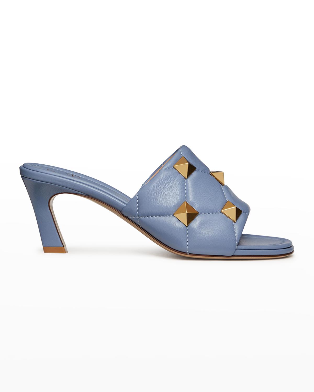 Valentino Garavani Roman Stud Quilted Napa Slide Sandals In 