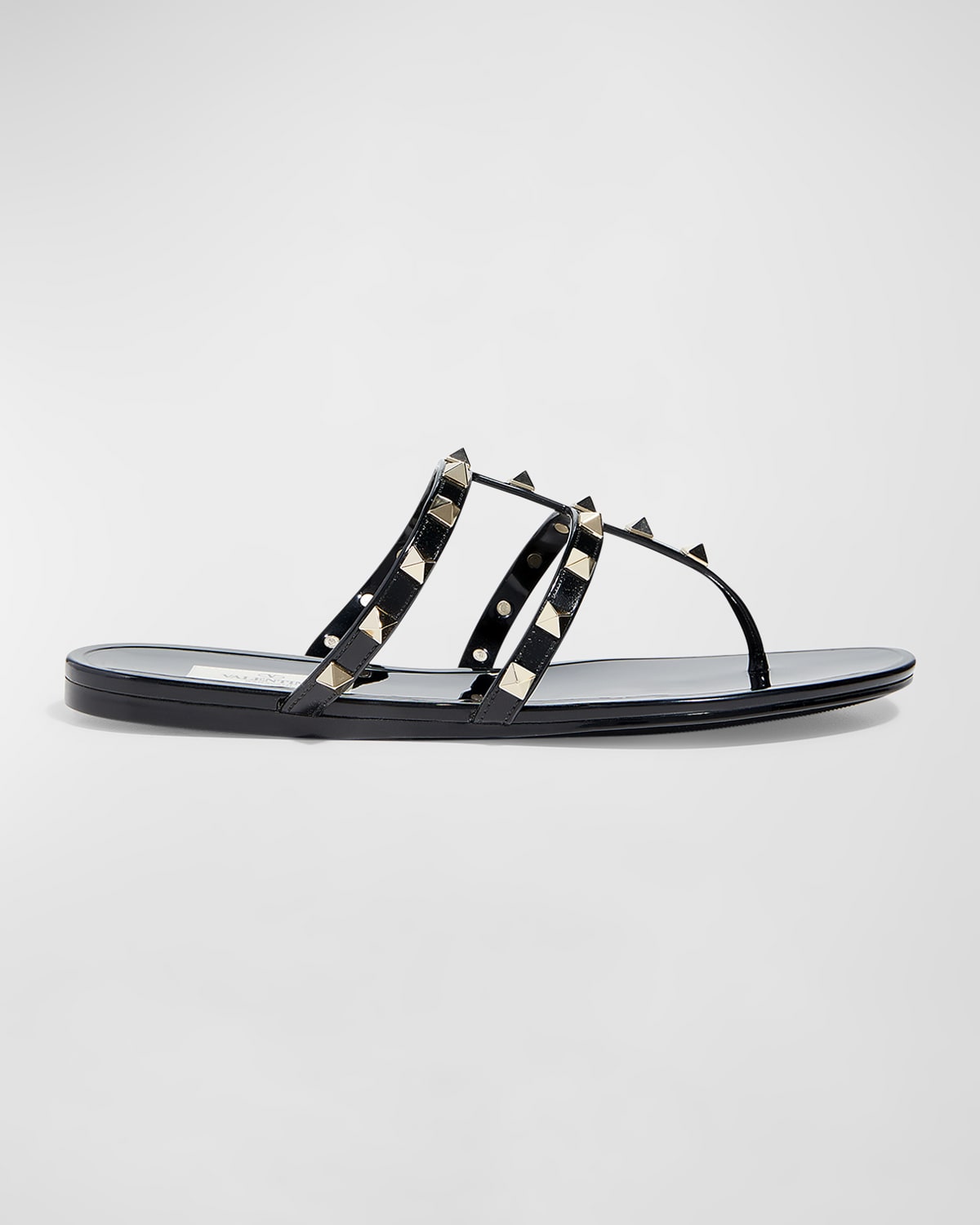 Valentino Garavani Rockstud T-Strap Flat Slide Sandals